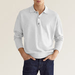 Lässiges Herren-Poloshirt mit V-Ausschnitt und langen Ärmeln