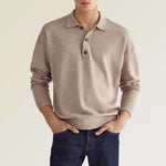 Lässiges Herren-Poloshirt mit V-Ausschnitt und langen Ärmeln