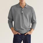 Lässiges Herren-Poloshirt mit V-Ausschnitt und langen Ärmeln