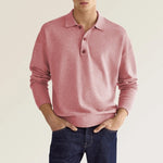 Lässiges Herren-Poloshirt mit V-Ausschnitt und langen Ärmeln