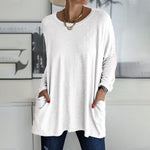 Loses einfarbiges Damen-Sommer-Langarm-T-Shirt