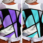 Lässiges Damen-T-Shirt mit V-Ausschnitt und geometrischem Aufdruck