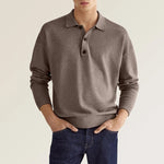 Lässiges Herren-Poloshirt mit V-Ausschnitt und langen Ärmeln