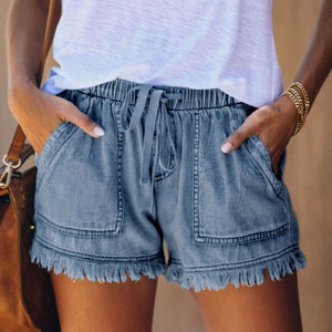 Damen Sommer Jeansshorts mit hoher Taille