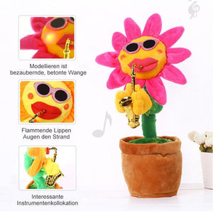 Tanzen Sonnenblumen Sänger mit Saxophon, lustiges Spielzeug