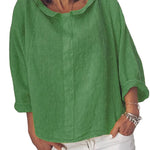 Lockere Einfarbige Frühlingsbluse Für Damen