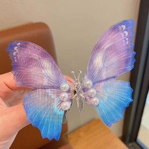 Handgefertigte Elegante Realistische Schmetterlings-Haarspange mit Farbverlauf