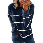 Damen Streifen Pullover Langarm Shirt
