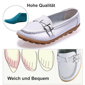 Damen Leder Slip-on Flache Loafer Schuhe
