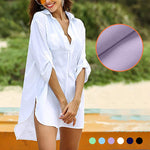 Einfarbiges Elegantes Blusenkleid Mit V-Ausschnitt