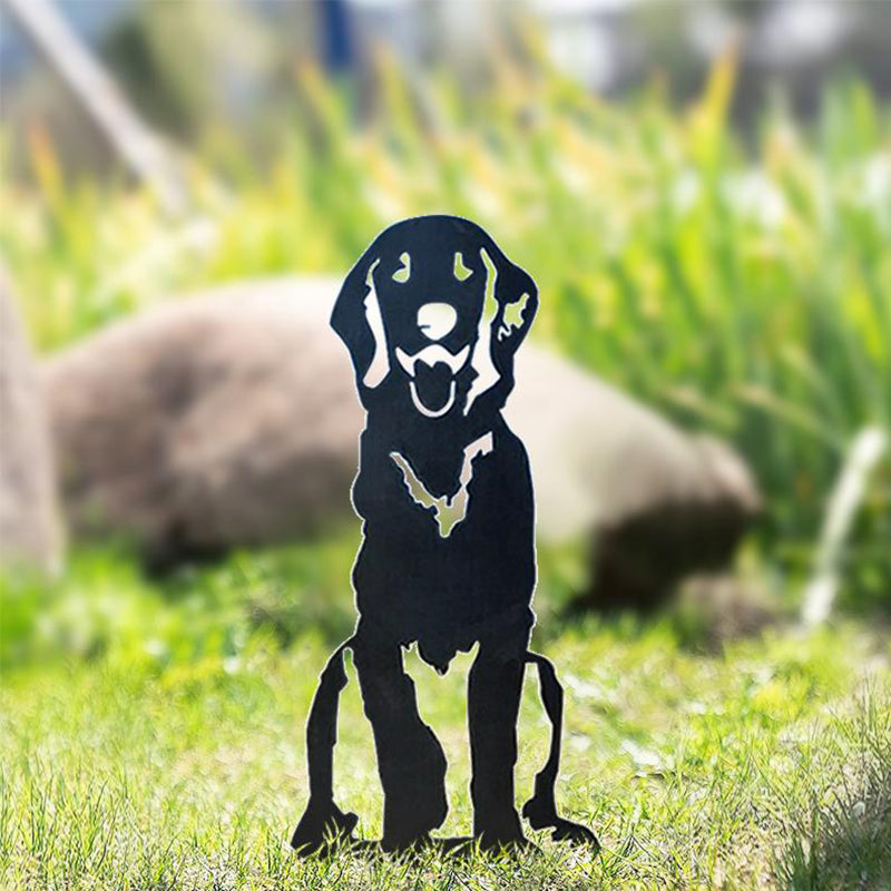 Gartendekoration Hundesilhouette aus Metall