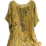 Damen Lässiges Rundhals-T-Shirt aus Baumwolle und Leinen