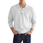 Lässiges Herren-Poloshirt mit V-Ausschnitt und langen Ärmeln